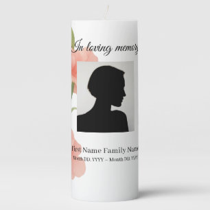 Flowers funeral memorial pillar candle