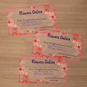 Flowers Galore Your Neighborhood Florist Clear Business Cards