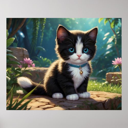  Flowers Garden Kitty Cat 54 Feline Kitten  Poster