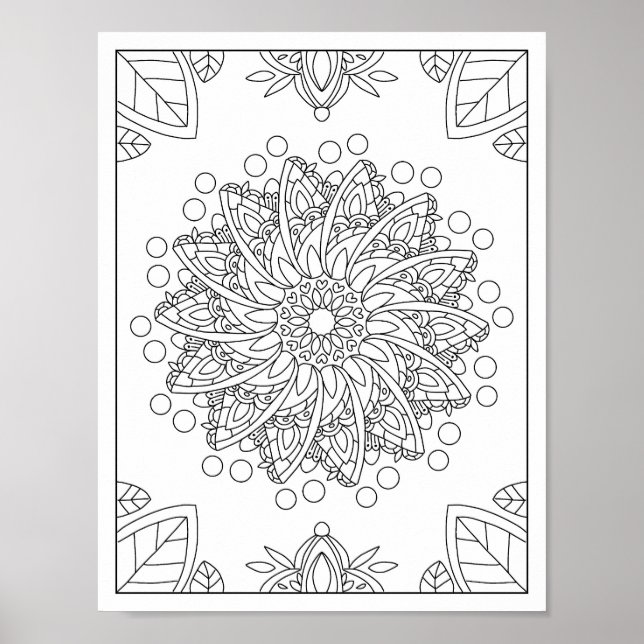Flowers Garden Mandala Coloring Poster (Front)