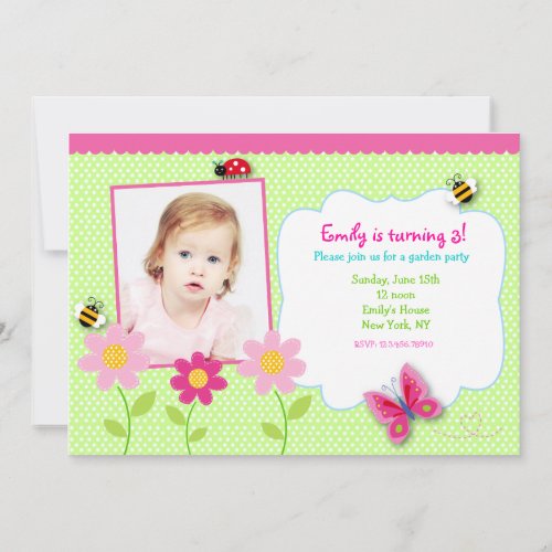 Flowers Garden Photo Birthday Party invitations