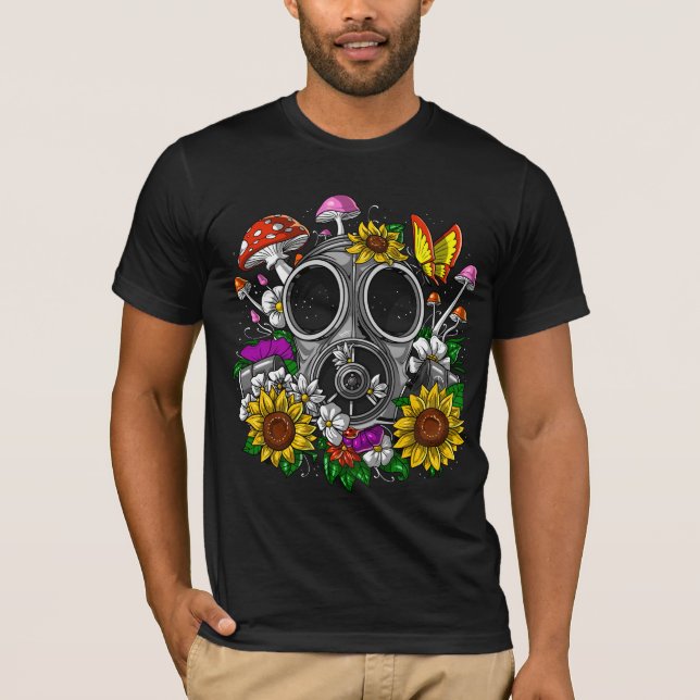 Flowers Gas Mask T-Shirt (Front)