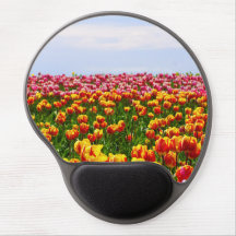 Flowers gel mouse pad, tulips and blue sky