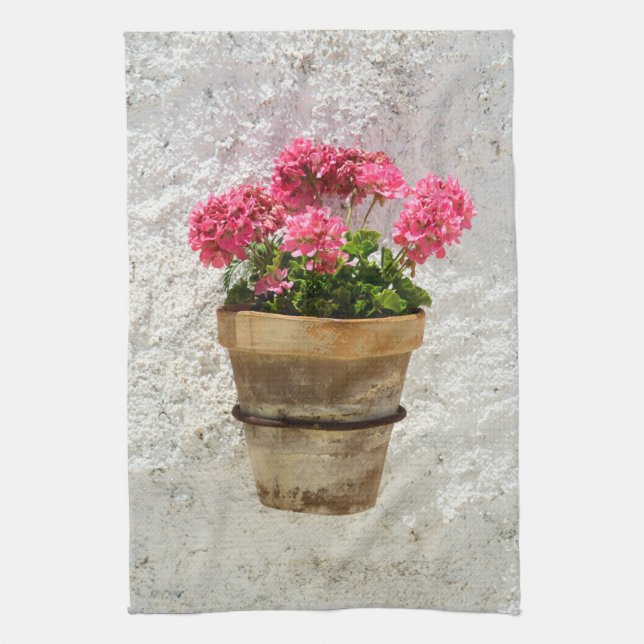 Flowers | Geranium In Flower in Pot Kitchen Towel (Vertical)