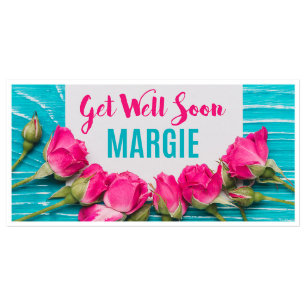 Flowers Get Well Soon Personalized Banner
