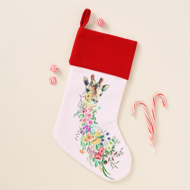 Flowers Giraffe Christmas Stocking (Front)