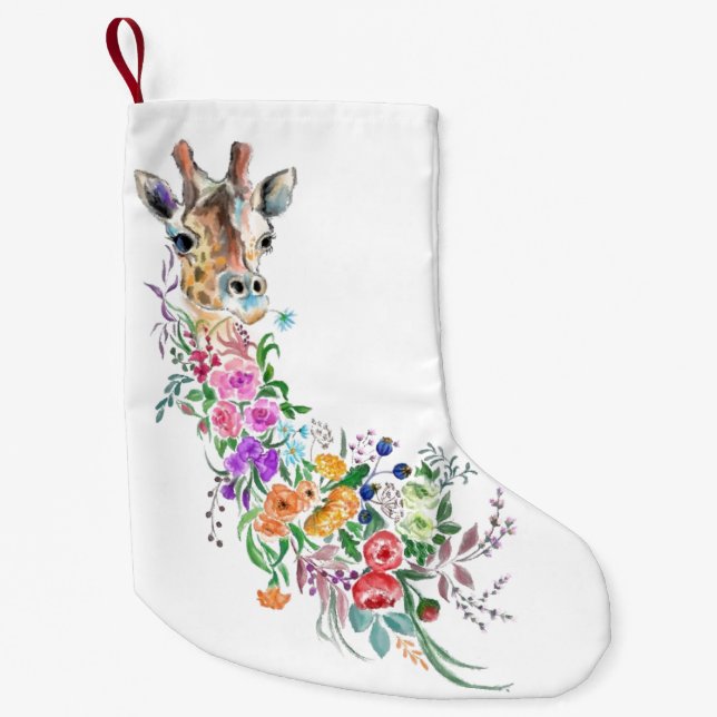 Flowers Giraffe Christmas Stocking (Front)