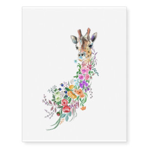 Flowers Giraffe Temporary Tattoos