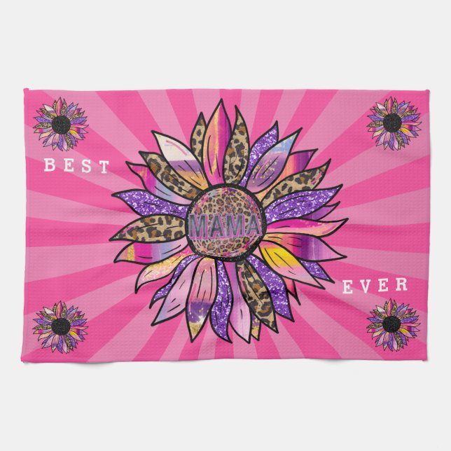 Flowers Glitter Customize Mama Kitchen Towel (Horizontal)