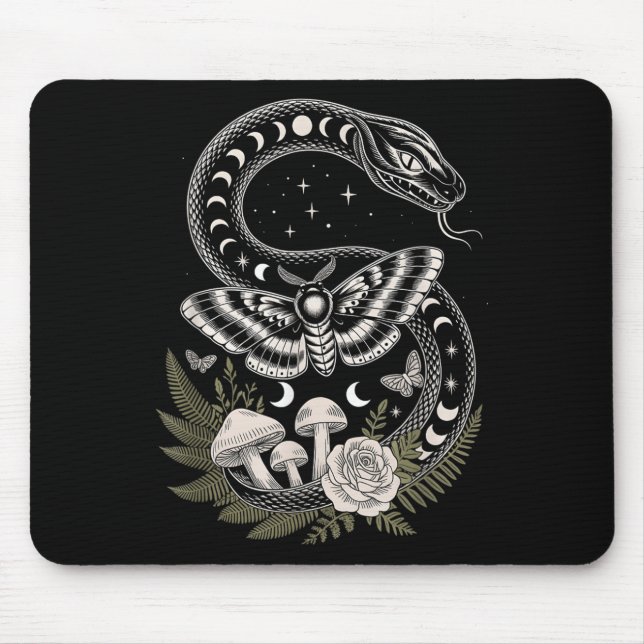 Flowers Goblincore Moth Butterfly Monophases Cotta Mouse Pad (Front)