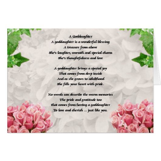 Flowers Goddaughter poem Cards (Front Horizontal)