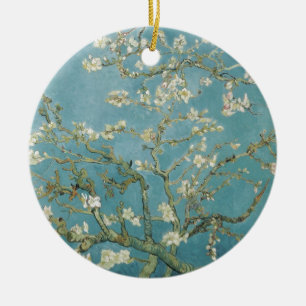 Flowers Gogh Branches Almond Blossoms Nature Ceramic Ornament