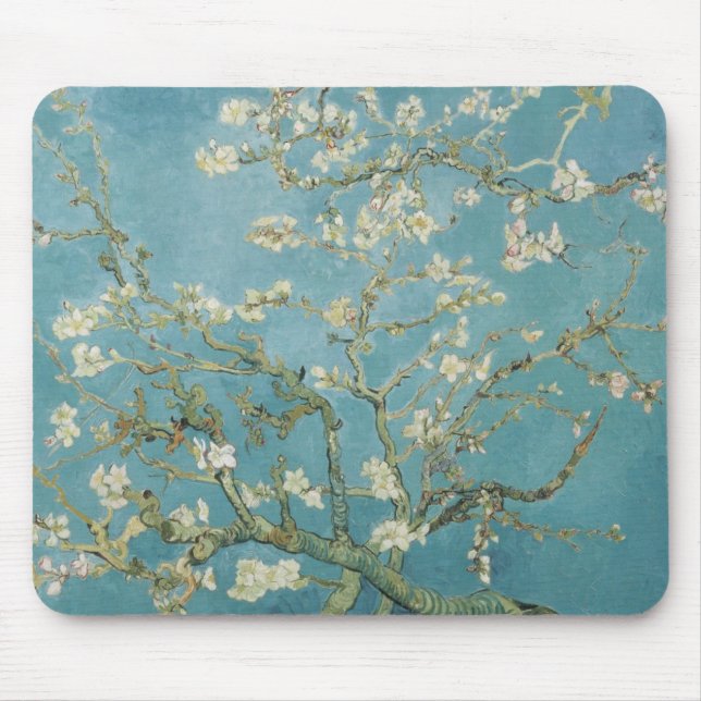 Flowers Gogh Branches Almond Blossoms Nature Mouse Pad (Front)