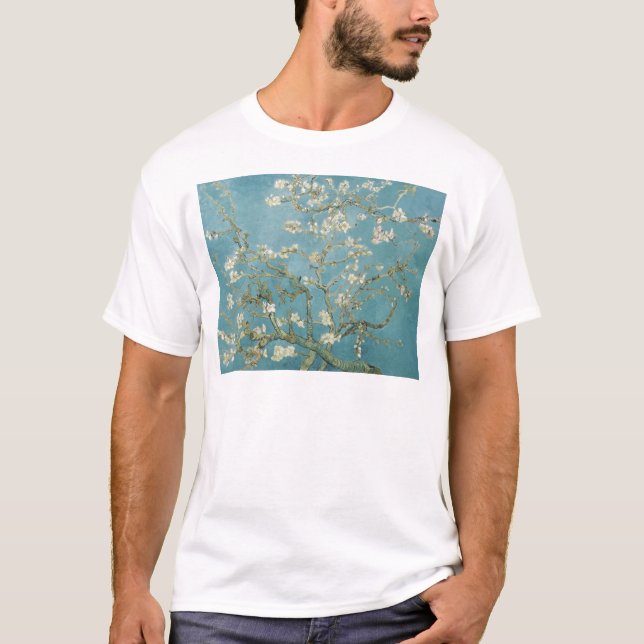 Flowers Gogh Branches Almond Blossoms Nature T-Shirt (Front)