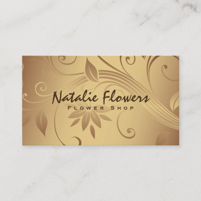 Flowers | Golden Business Card (Front)