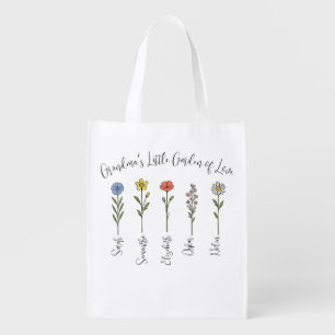 Flowers & Grandchildren's Names - Grandma's Garden Grocery Bag