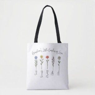 Flowers & Grandchildren's Names - Grandma's Garden Tote Bag