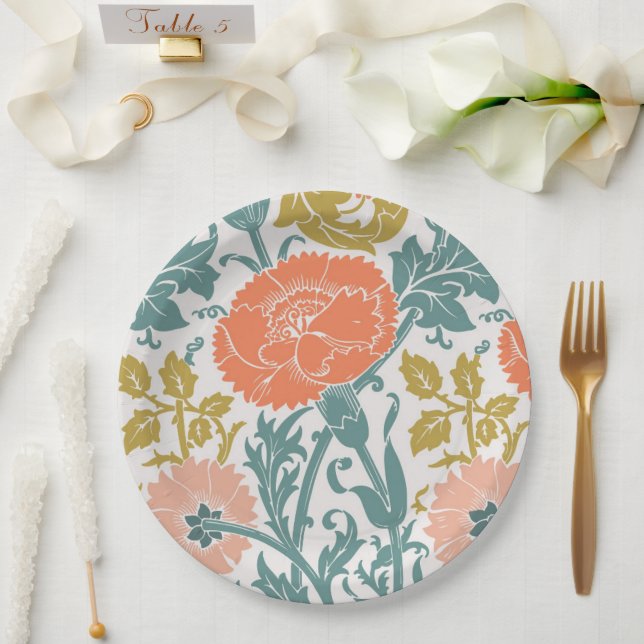 Flowers, Graphic Vintage Art Paper Plates (Wedding)