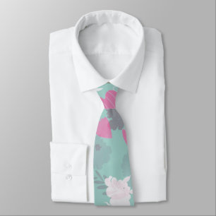 flowers green neck tie