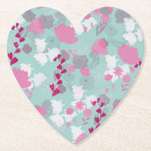 flowers green paper coaster