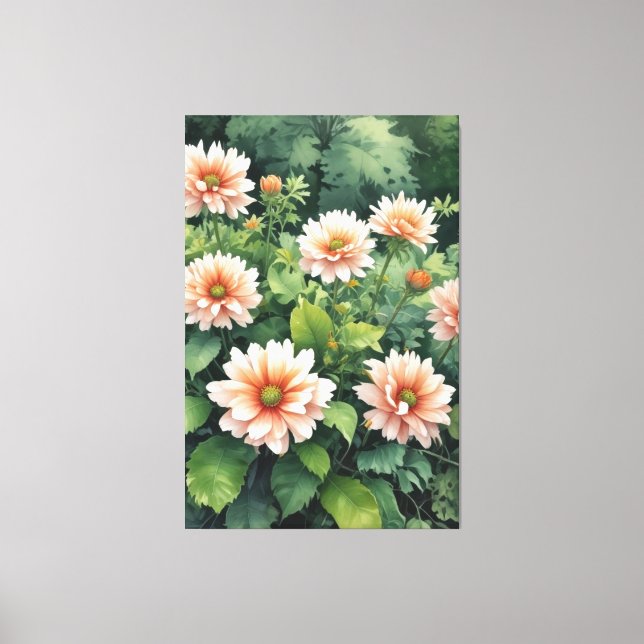 Flowers Greenery Elegant Watercolor Canvas Print (Front)