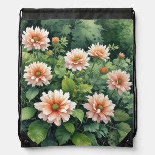 Flowers Greenery Elegant Watercolor Drawstring Bag