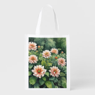 Flowers Greenery Elegant Watercolor Grocery Bag
