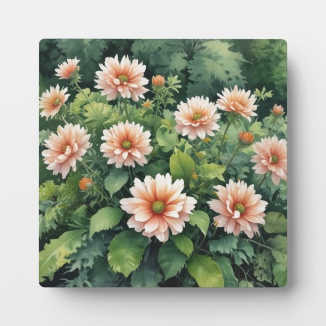 Flowers Greenery Elegant Watercolor Plaque (Front)