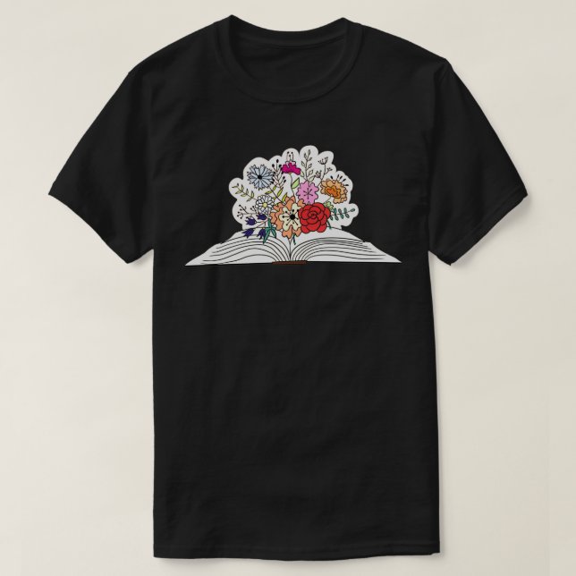 Flowers Growing From Book 47 1 T-Shirt (Design Front)