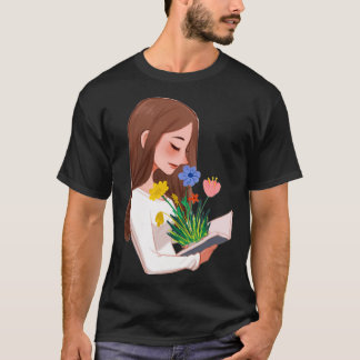 flowers growing from book 84 T-Shirt