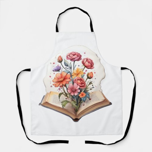Flowers Growing from Book Apron