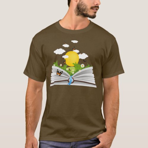 flowers growing from book Sticker addicted to read T_Shirt