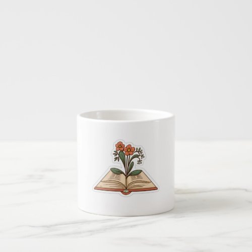 Flowers Growing from Book Sticker Espresso Cup