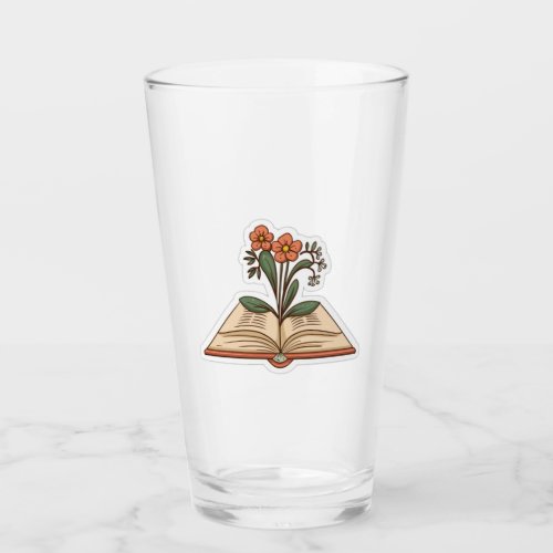 Flowers Growing from Book Sticker Glass