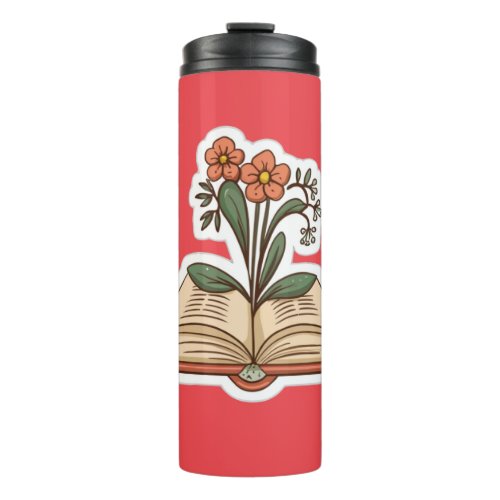 Flowers Growing from Book Sticker Thermal Tumbler