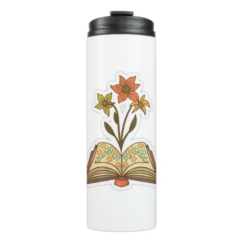 Flowers Growing from Book Sticker Thermal Tumbler
