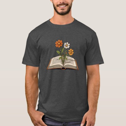 Flowers Growing from Book T_Shirt