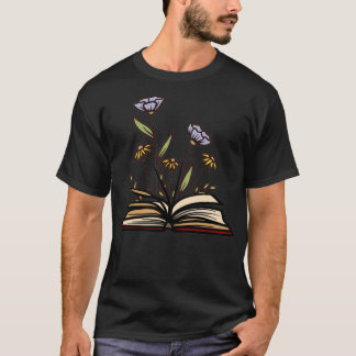 Flowers growing from book vintage style T-Shirt