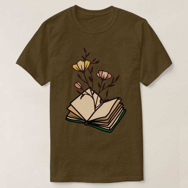 Flowers growing from book vintage T-Shirt (Design Front)