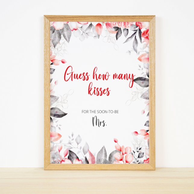 Flowers guess how many kisses bridal game poster (Creator Uploaded)