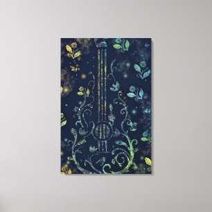 Flowers Guitar Art Canvas Print - Painting