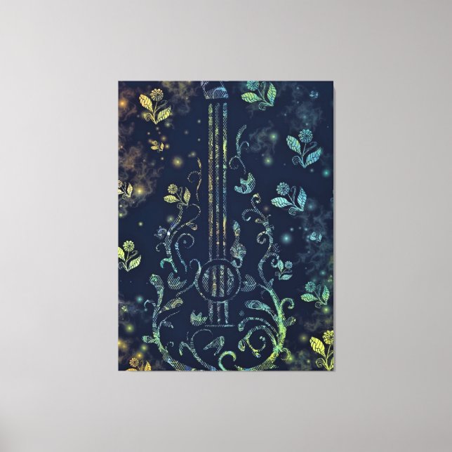 Flowers Guitar Art Canvas Print - Painting (Front)
