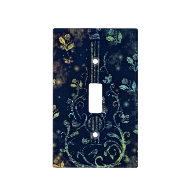 Flowers Guitar Art  Light Switch Cover - Floral (Front)