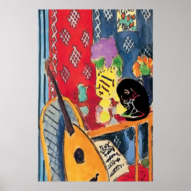 Flowers Guitar & Black Cat Poster (Front)