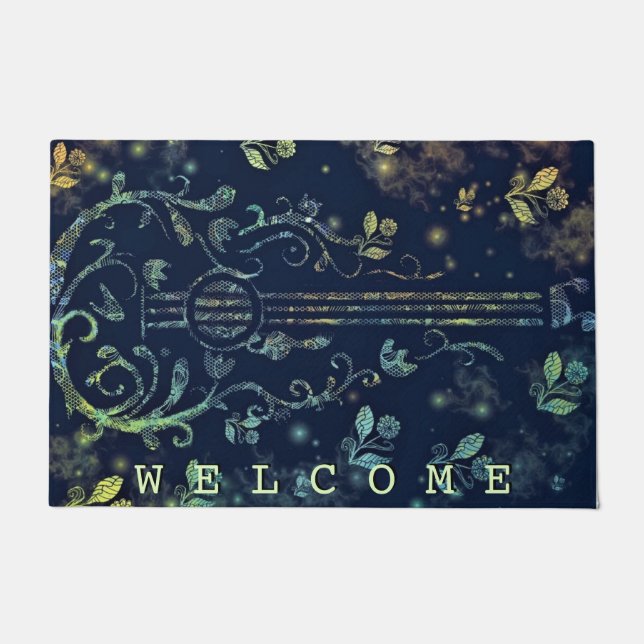 Flowers Guitar Doormat - Welcome (Front)