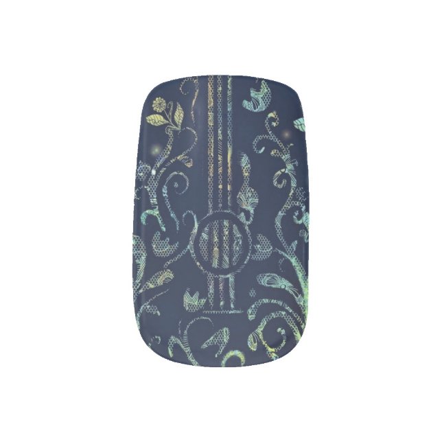 Flowers Guitar Nail Art (Right Thumb)