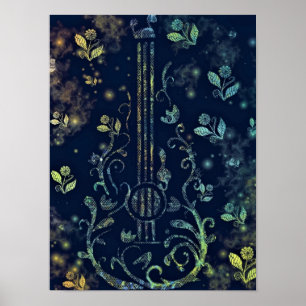 Flowers Guitar Poster Painting