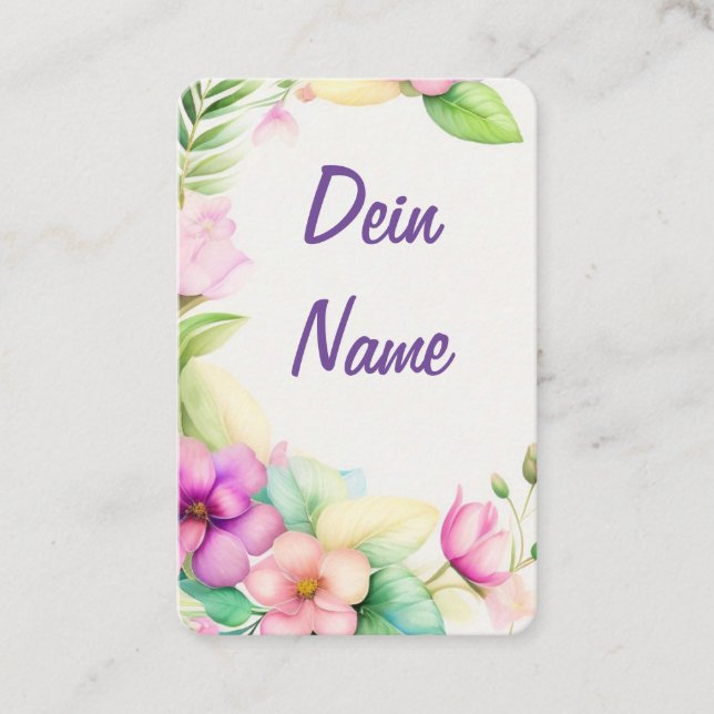 Flowers Half-rim watercolor drawing Business Card (Front)
