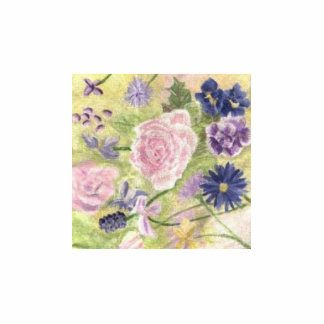 Flowers Handpainted Print Brooch Pin Cutout