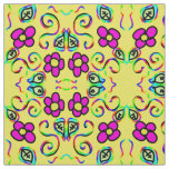 flowers happy yellow background fabric